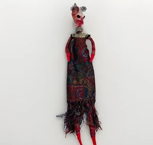 OOAK Handmade Fortune Teller Doll Folk Art Weird Wall Hanging Signed 14” - Picture 1 of 4