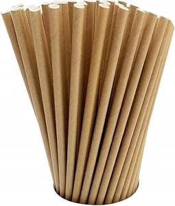 GDMINLO 100 Pack Kraft Paper Straws 100 Count (Pack of 1), Brown - Picture 1 of 8