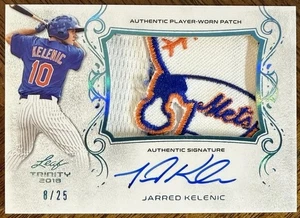 2018 LEAF TRINITY JARRED KELENIC ON CARD AUTO  PLAYER WORN PATCH /25 READ - Picture 1 of 9