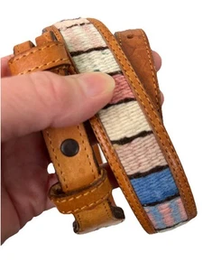 Nocona Women's Leather Western Belt Sz 32 Indian Blanket Southwestern - Picture 1 of 9