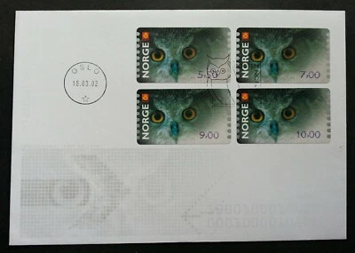 Norway Owl 2002 Wildlife Animal Fauna Protected Birds Prey (ATM Label FDC) *Rare - Image 1 of 4