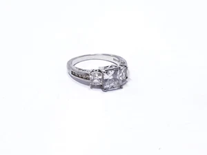 Berricle 3-Stone Princess CZ Ring in Sterling Silver Sz 6.5 - 4 Grams TW - Picture 1 of 8