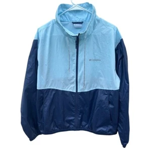 Columbia Windbreaker Jacket Lightweight Full Zip Blue Colorblock Women's Large - Picture 1 of 5