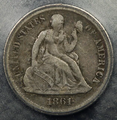 1861-S Seated Liberty Dime 10c ICG - F12 Details Sweet original coin! Cover