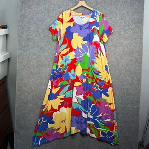 Sahara Dress Womens Size UK 12-14 Floral Print Jersey Tunic Midi A-Line Classic - Picture 1 of 13
