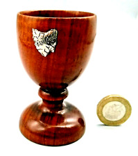 Vintage Wood Treen Wooden Eggcup Egg Cup with Silver Tasmania Australia Map