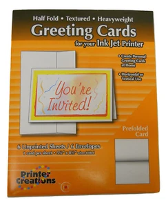 Tarjetas de felicitación Printer Creations blancas texturizadas medio pliegue peso pesado 6 en total - Imagen 1 de 12