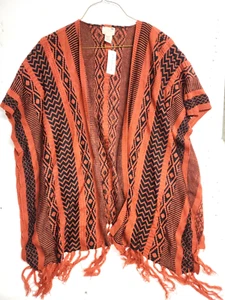 Pacsun LA Hearts Cover Up Womens One Size Burgundy Black Drop Shoulder Tassels - Picture 1 of 12