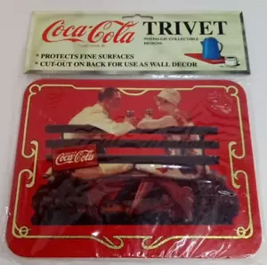 Coca-Cola Metal Trivet 1994 Vintage 8.5"x6.5" Original Packaging NEW Red Bench - Picture 1 of 2