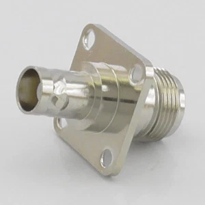 BNC Female to N Type Socket Chassis Panel Mount Adaptor Bulkhead Square Flange - Picture 1 of 5