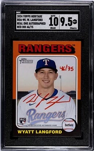 Autógrafos Topps Heritage Real One 2024 tinta roja Wyatt Langford 46/75 SGC 9,5 MT+ - Imagen 1 de 2