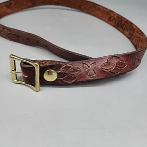 Vintage Beltmaker Leather Belt 35" Ohio 1" Wide Western - Picture 1 of 4