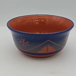 Ciotola ceramica stile nativi americani terracotta artista firmata Alce Alto - Foto 1 di 5