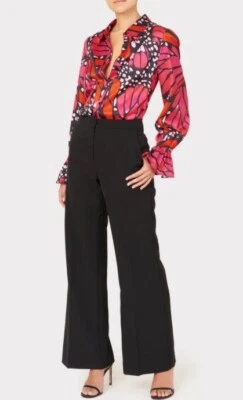 $295 MILLY Wo Lacey бабочка атласная блузка на пуговицах розовый/разный размер M - Изображение 1 из 4