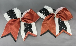 Cheerleading Hair Bows Red Black Jumbo Cheer Ponytail Sparkly & Rhinestones Twin - Picture 1 of 10