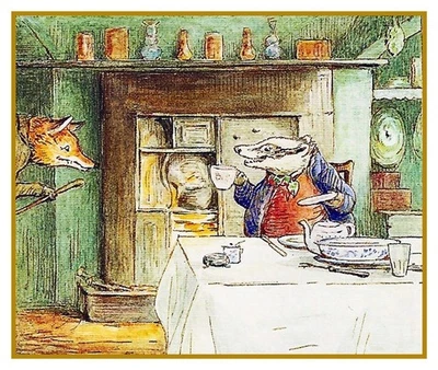 Beatrix Potter Tommy Brock Fox Visit Counted Cross Stitch Chart Pattern - Image 1 of 4
