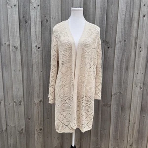 Cárdigan Millers Mujer Crema Crochet Tejido XL Frente Abierto Longline Plumero Nuevo con Etiquetas - Imagen 1 de 9