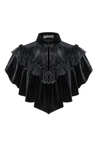 Dark in Love Black Velvet Floral Gothic Victorian Elegant Shrug Shawl Cape BW043 - Picture 1 of 8