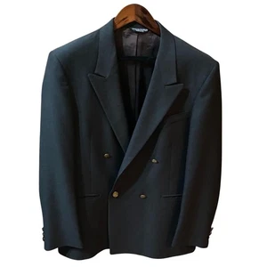 Sergio Valente Mens Black Double-Breasted Blazer With Gold Buttons & Pockets - Picture 1 of 16