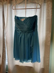 David’s Bridal trägerloses Crinkle Chiffon Brautjungfernkleid Größe 16 Farbe blau - Bild 1 von 15