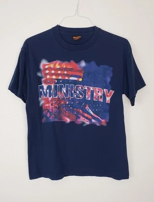 Camisa Ministry Filth Pig Sphinctour Tour 1996 Vintage Grande Azul Marinho - Imagem 1 de 4