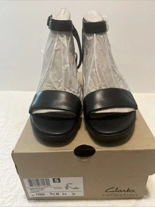Clarks Ambyrlyn Bay schwarze Damen-Ledersandalen mit Blockabsatz Größe 7,5 neu im Karton - Bild 1 von 11