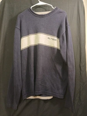 Vintage 90s Tommy Hilfiger Knit Sweater Pullover Logo Spell Out Mens Large Y2K - Image 1 of 4