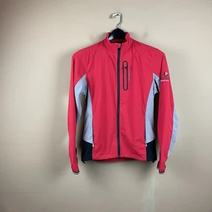 Full Zip Jacket Mens S Red Gray L/S Polyester Spandex Logo On Sleeve - Picture 1 of 11