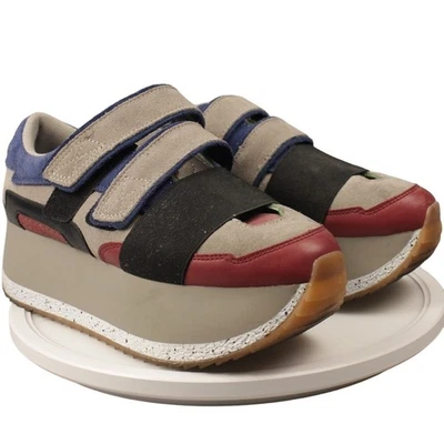 ZARA MUJER Zapatillas Plataforma Talla EU 39 Gamuza Multicolor Correa de Cuña Tacón Grueso Foto 1 de 4