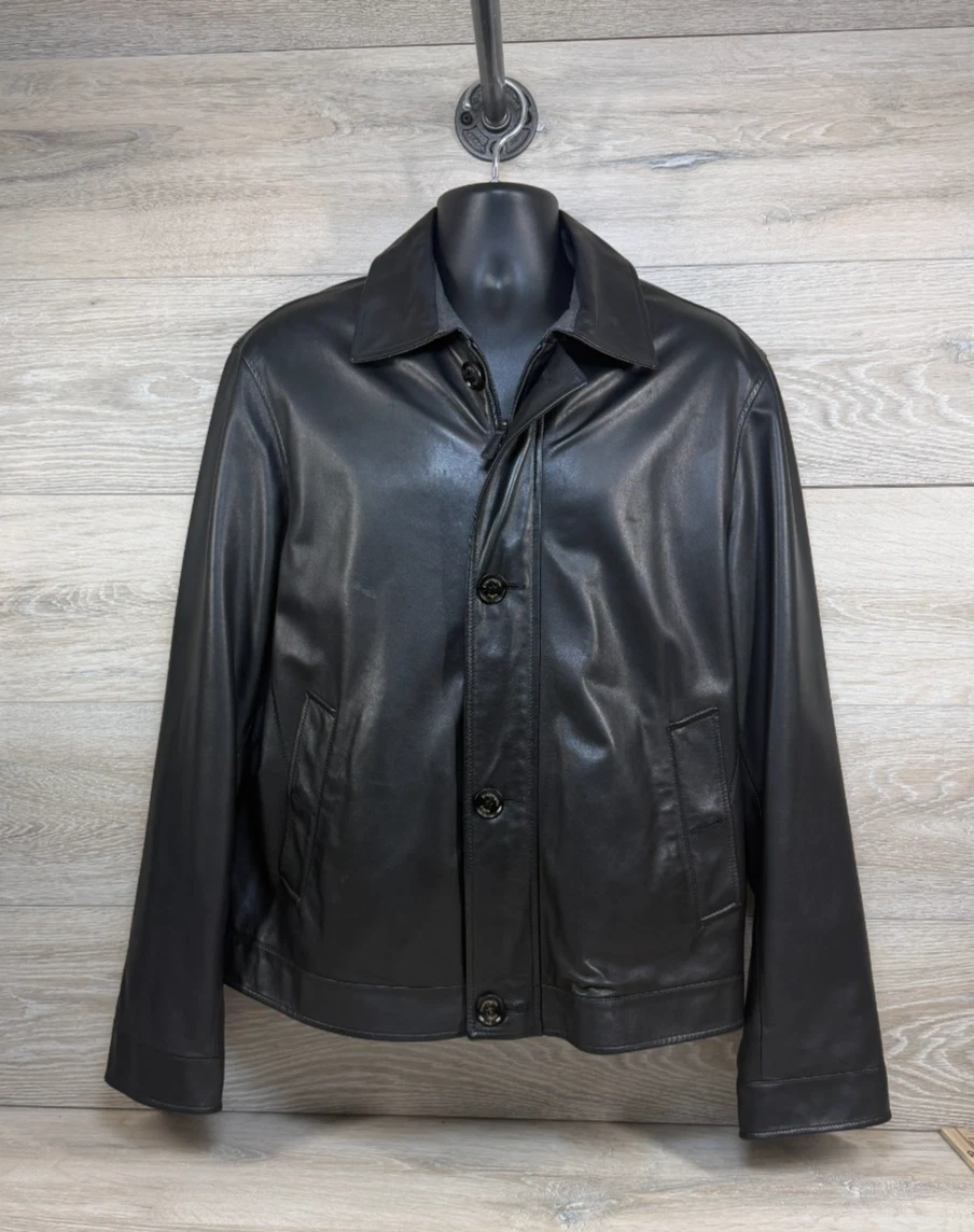 ジャケット・アウター Ermenegildo Zegna soft leather jacket Zegna Sport Shearling Lined Lamb Leather Short Coat Jacket Size M