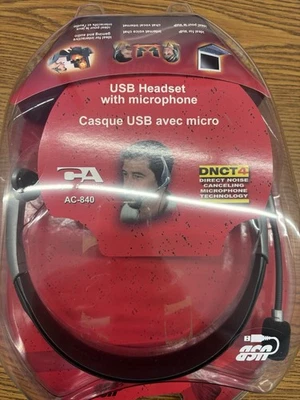 Cyber Acoustics AC-840 Black/Gray Headband Headsets - Image 1 of 2