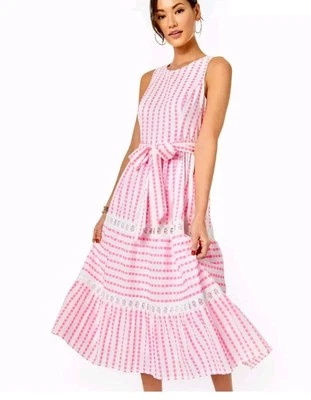 Lilly Pulitzer Maybella Gingham Lace Inset Cotton Dress size 16 - Image 1 of 4