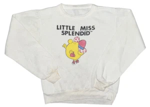 Vtg 70s Youth Little Miss Sunshine Splendid White Sweatshirt Stained XS A32 - Picture 1 of 4