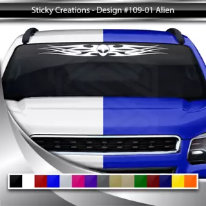 109-01 ALIEN Decal Sticker Windshield Window Vinyl Graphic Banner Flaming Alien - Picture 1 of 3