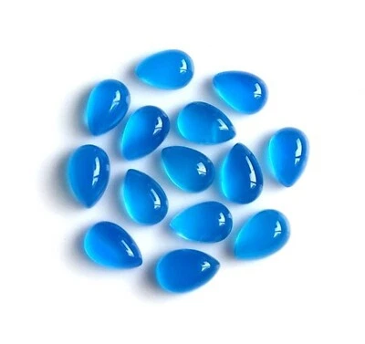[AL POR MAYOR] PIEDRA PRECIOSA SUELTA CABUJÓN CALCEDONIA AZUL NATURAL FORMA PERA Foto 1 de 4