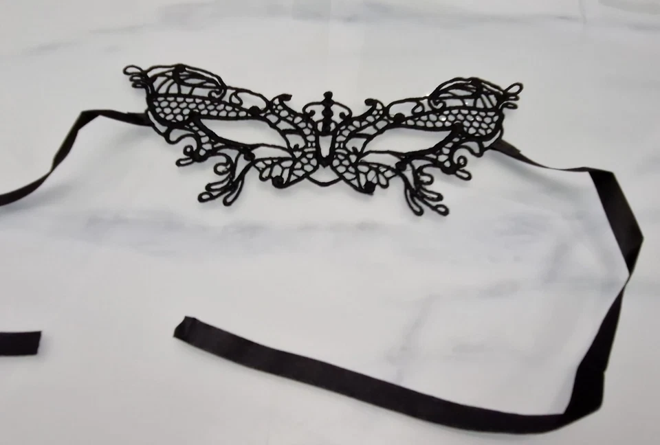 1 x Black Lace Masque Sexy Mascarade Tie Back Eye Visage Femme Fête Play Party J — 第 1/4 张图片