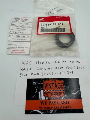 NOS Honda XL70 XR75 XR80 Genuine OEM Front Fork Seal New Part # 90756-149-841 - Image 1 of 4