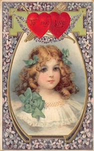 Postcard: To My Love, Valentine's Day, DB 1910's Adorable Child and Hearts - Picture 1 of 2