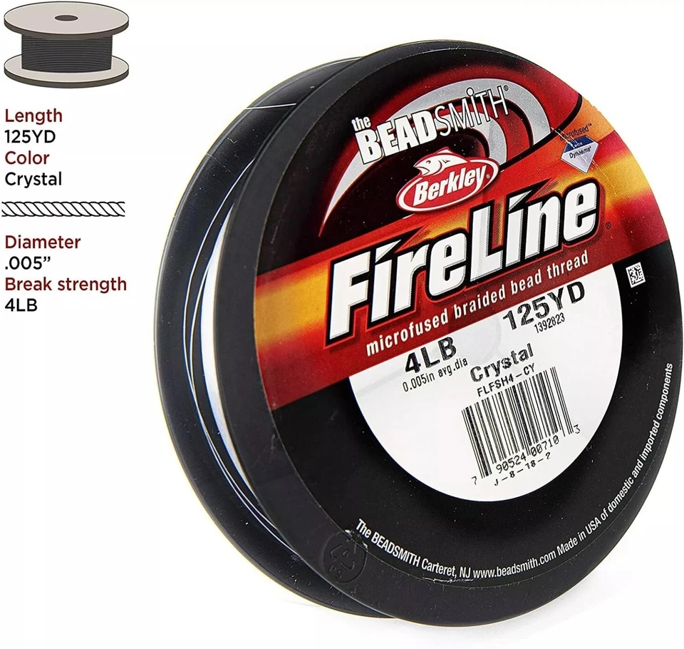 Fireline Braided Beading Thread 4lb Test and 0.005 Thick 125 Yards Crystal Clear