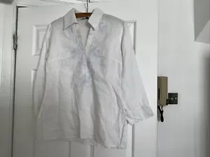 LADIES ANNE FONTAINE EMBROIDED WHITE SHIRT LONG SLEEVES - SIZE FRENCH 40 UK 12 - Picture 1 of 4