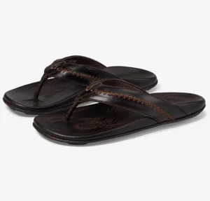 OluKai Mea Ola Dark Java Größe US 8 Herren Sandale Flip Flop hochwertiges Muster - Bild 1 von 12