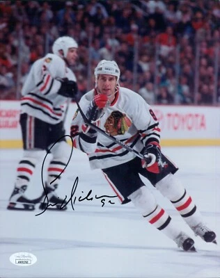 Foto brillante firmada por Bernie Nicholls Chicago Blackhawks 8x10 autenticada por JSA Foto 1 de 2