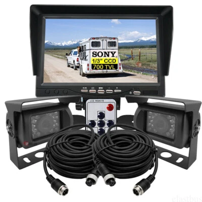 7" Monitor 4 PIN HD 2X 700TVL Sony IR CCD Reversing Camera For Truck Caravan Kit - image 1 of 4