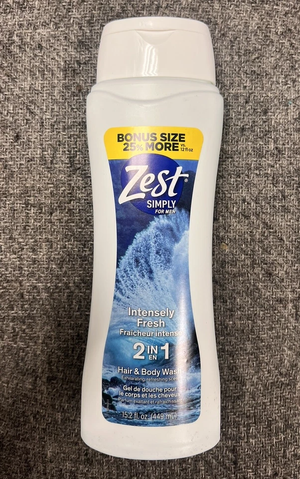 10 nuevos jabones corporales para cabello intensamente frescos 2 en 1 Zest Simply para hombres 15,2 oz cada uno Foto 1 de 1