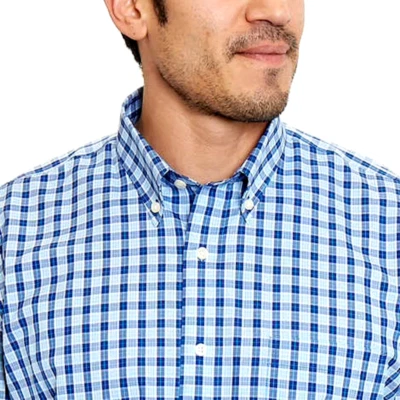 Kirkland Signature Men's Traditional Fit Dress Shirt, Blue Plaid, 17½ x 34/35 - Image 1 of 4