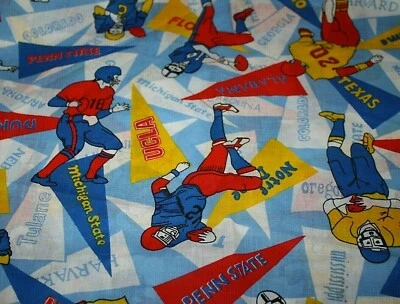 Vtg Football Fabric 1/2 yard Penn State Michigan Texas Ohio Cotton 18" x 44" ! - Image 1 of 4