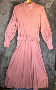 Vintage Carriage Court Mauve Dress Pearl Buttons Shoulder Pads Size 14 - Picture 1 of 5