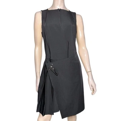 Vestido feminino Sarah Pacini tamanho 2 preto mistura de lã cintura caída cinto frontal - Imagem 1 de 4