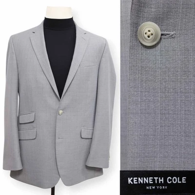 KENNETH COLE Hombre Gris Sólido Dos Botones Abrigo Deportivo Traje Chaqueta Blazer 42 L Foto 1 de 4