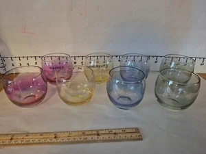 Vintage Federal Glass Over The Rainbow Roly Poly Cocktail Glasses ~FULL SET~ - Picture 1 of 15